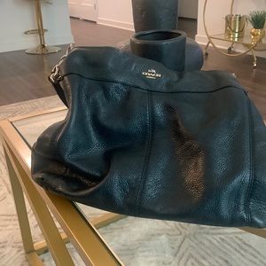 Black medium size leather coach bag